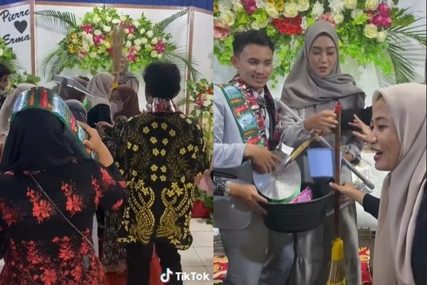 Viral Rombongan Tamu Arak Baju Haram Warna Cetar di Pernikahan. (TikTok)