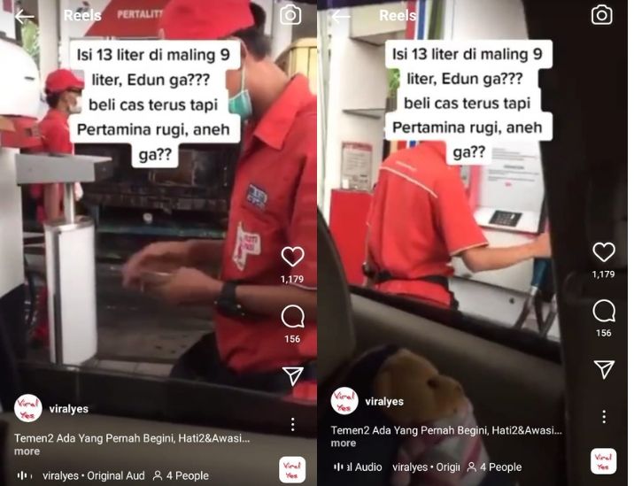 Video petugas SPBU diduga lakukan kecurangan pengisian bensin milik mobil seorang perempuan. (Instagram/viralyes)