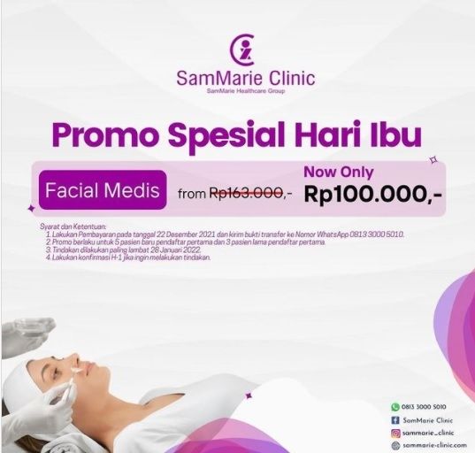 Promo Hari Ibu di SamMarie Clinic. (Instagram)