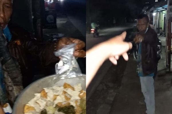 Viral Cowok Beli Siomay Sambil Nylekit Hina Penjual. (TikTok)