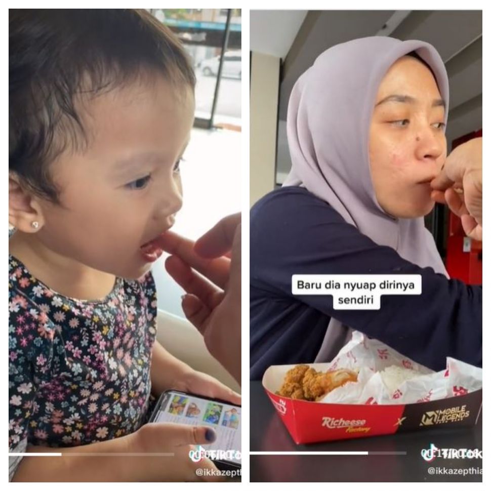 Kerja sama di keluarga saat momen makan (TikTok @ikkazepthia)