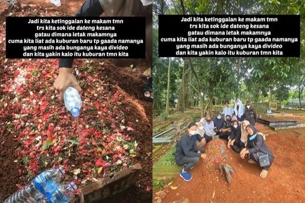 Viral Muda-mudi Berniat Datangi Makam Teman Tapi Malah Salah Kuburan. (TikTok)