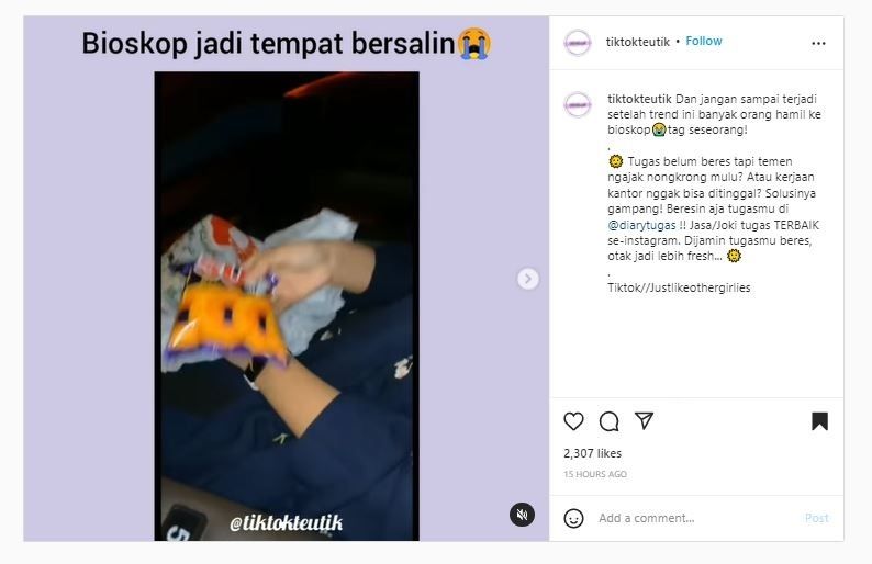 Menyamar jadi ibu hamil (Instagram @tiktokteutik)