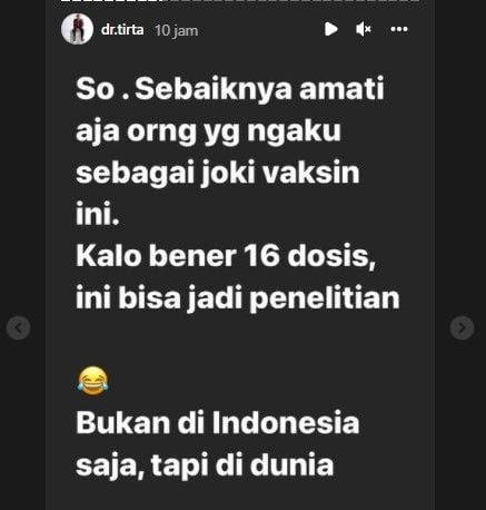 Komentar dokter Tirta (Instagram)