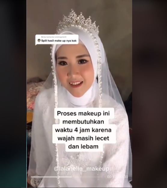 Viral Wajah Pengantin Lecet karena Kecelakaan, Hasil Makeup Tetap Flawless (tiktok.com/@lalanellamakeup)