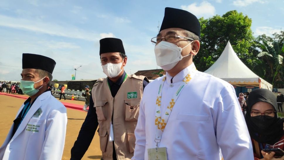 Khatib Aam Pengurus Besar Nahdlatul Ulama (PBNU) KH Yahya Cholil Staquf yang mencalonkan diri maju menjadi calon Ketua PBNU dalam Muktamar NU di Lampung. [Suara.com/Bagaskara]