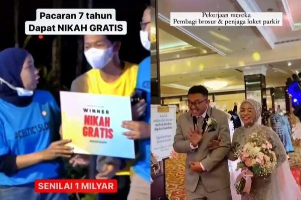 Viral Pasangan Diberi Paket Nikah Gratis Rp 1 Miliar. (TikTok)