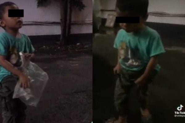 Viral Viral Anak Kecil Jualan Tisu dan Diduga Kerap Dipukuli Ibu. (Twitter/@AREAJULID)