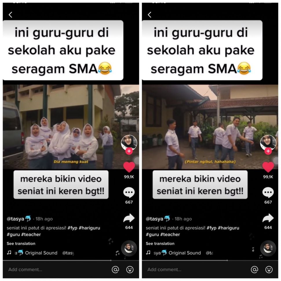 Viral video guru SMA pakai seragam sekolah (TikTok/tasya7191)