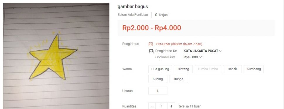 Bocah menjual gambar miliknya lewat online shop. [Shopee]