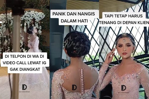 Viral MUA Ini Nangis Panik Gegara Kelakuan Rekan Sendiri Saat Rias Pengantin. (TikTok)