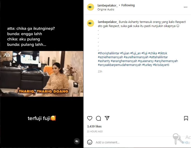 Reaksi Ashanty saat Chandrika Chika main ke rumah (instagram.com)