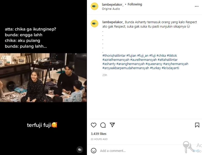 Reaksi Ashanty saat Chandrika Chika main ke rumah (instagram.com)