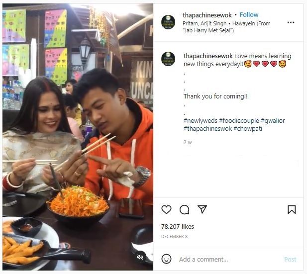 Viral Suami Ajari Istri Cara Memakai Sumpit (instagram.com/thapachinesewok)