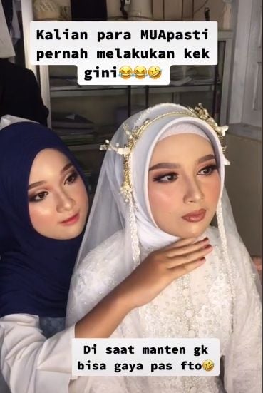 MUA dan pengantin yang dinilai warganet mirip dan sama-sama cantik jelita. (TikTok/sintaajengwahyuni)