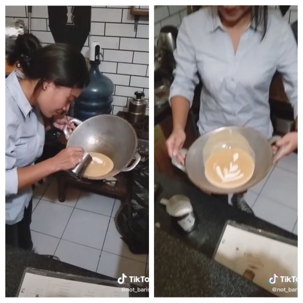 Latte art di wajan (TikTok @not_barista)