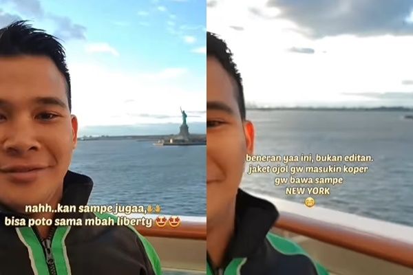 Viral Kisah Perjuangan Pengemudi Ojol, Kumpulkan Uang sampai Berhasil Pergi ke Amerika (Instagram/@ceritaojol_id/@agesandri)