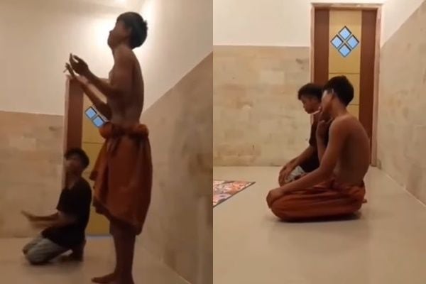 Viral Pemuda Lakukan Gerakan Salat Sambil Merokok dan Telanjang Dada, Aksinya Tuai Kecaman (Instagram/@viralyes)