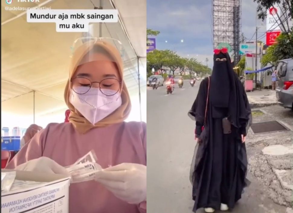 Perempuan bercadar sindir nakes (tiktok.com/@adelasuryapertiwi_)