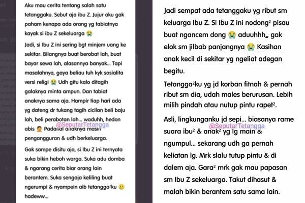 Viral Cerita Emak-emak 'Gangster' yang Hobinya Pinjem Duit Buat Hedon. (Twitter/@SeputarTetangga)