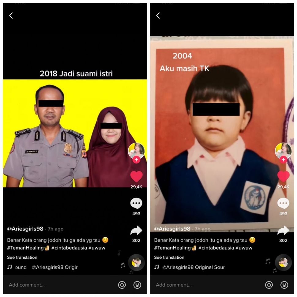 Beda usia pasangan ini bikin warganet syok (TikTok/ennypuspita_11)