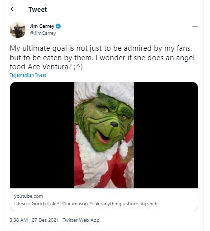 Kue The Grinch (Twitter @JimCarrey)