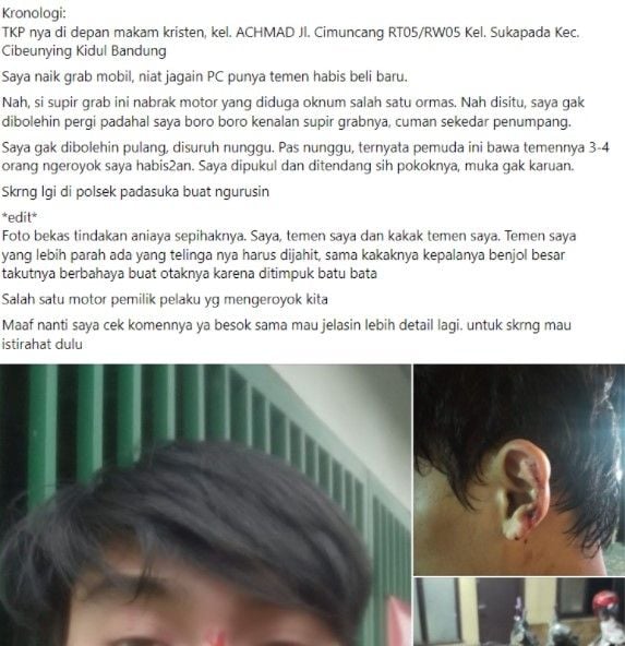 Korban dikeroyok pemuda diduga ormas (twitter.com/PolJokesID)