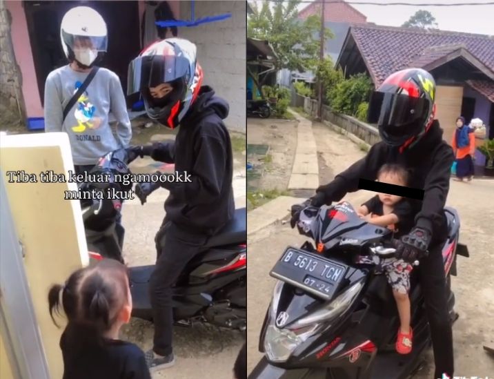 Balita perempuan mengamuk ingin ikut nongkrong bersama sanga ayah. (TikTok/rifqiargabimantara)