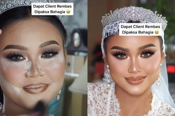 Viral MUA Cukur Alis Pengantin Pakai Pisau Daging. (TikTok)