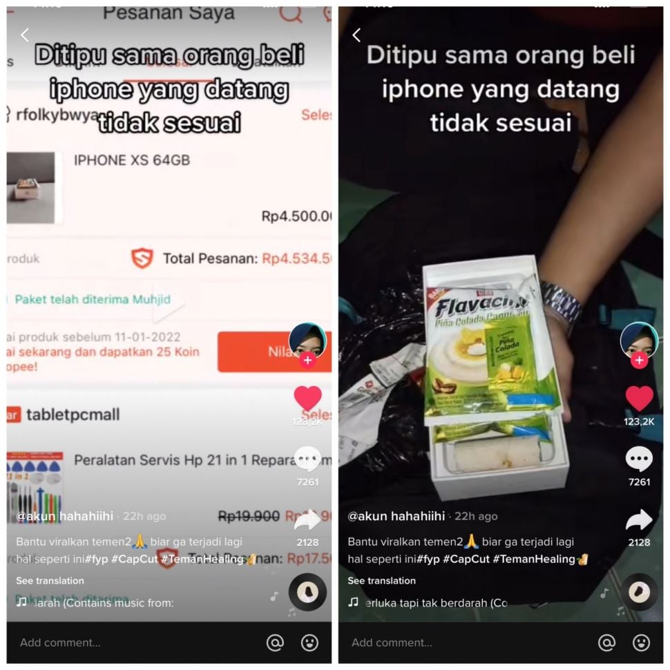 Beli iPhone di online shop, wanita syok saat lihat isinya (TikTok/okedehbaja)