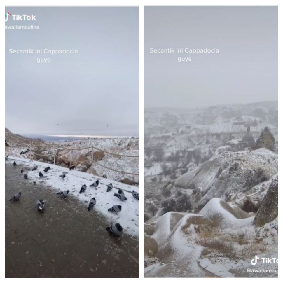 Cappadocia saat salju turun (TikTok @awaliamaulina)