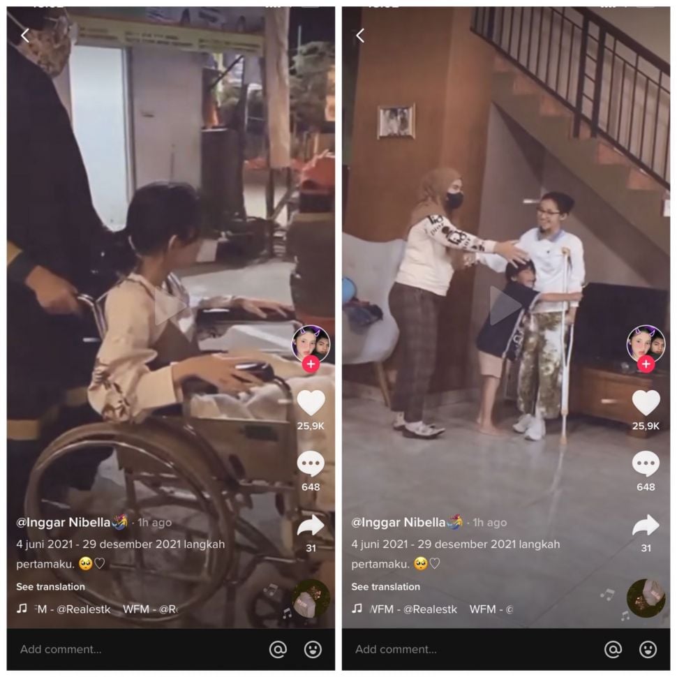 Viral momen wanita dituntun ibu belajar jalan usai kecelakaan (TikTok/hopeyou.h4ppy)