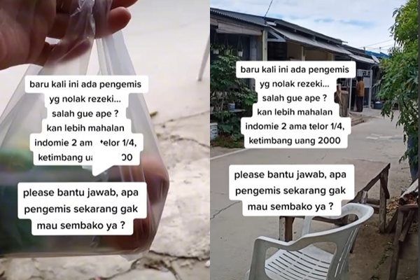 Viral Cewek Curhat Heran Pengemis Tolak Rezeki Sembako Darinya. (TikTok)