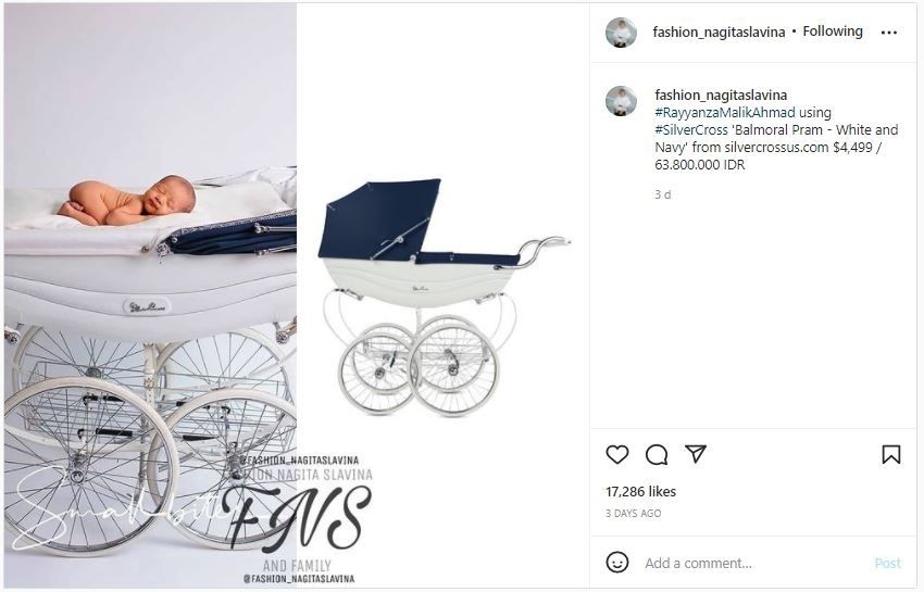 Stroller Rayyanza Kembaran dengan Milik Kate Middleton (instagram.com/fashion_nagitaslavina)