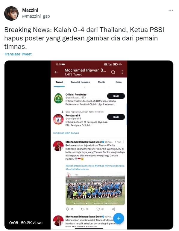 Ketua PSSI hapus poster Timnas (Twitter/@mazzini_gsp)