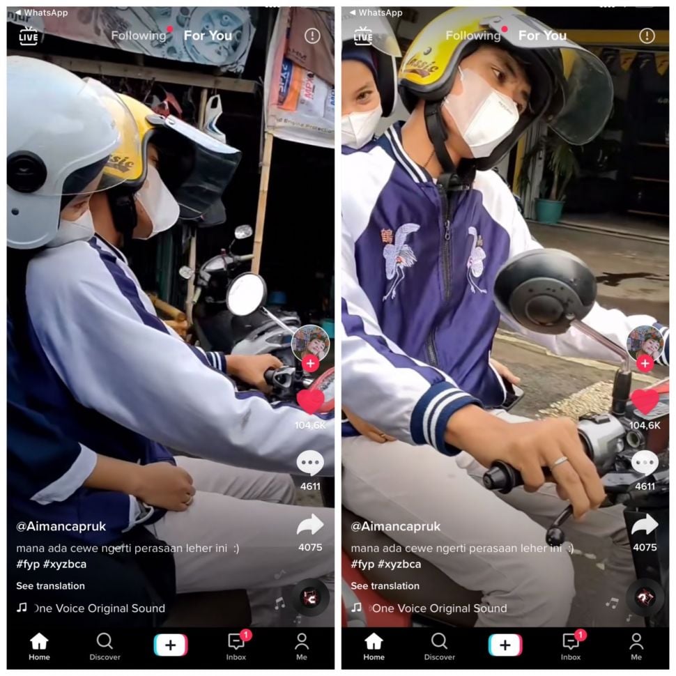 Dua Sejoli boncengan naik motor, posisi leher jadi sorotan (TikTok/aimancapruk)