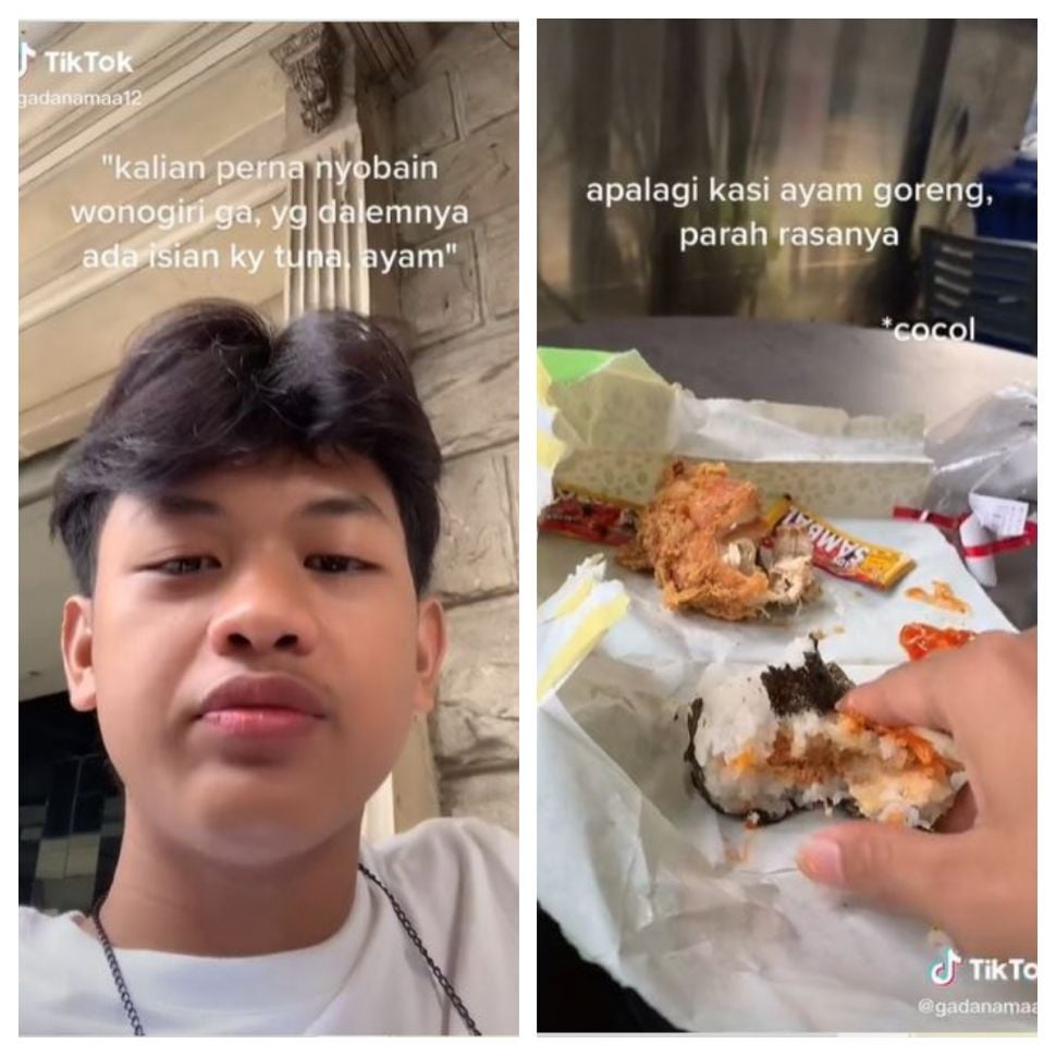 Onigiri pakai ayam goreng krispi (TikTok @gadanamaa12)