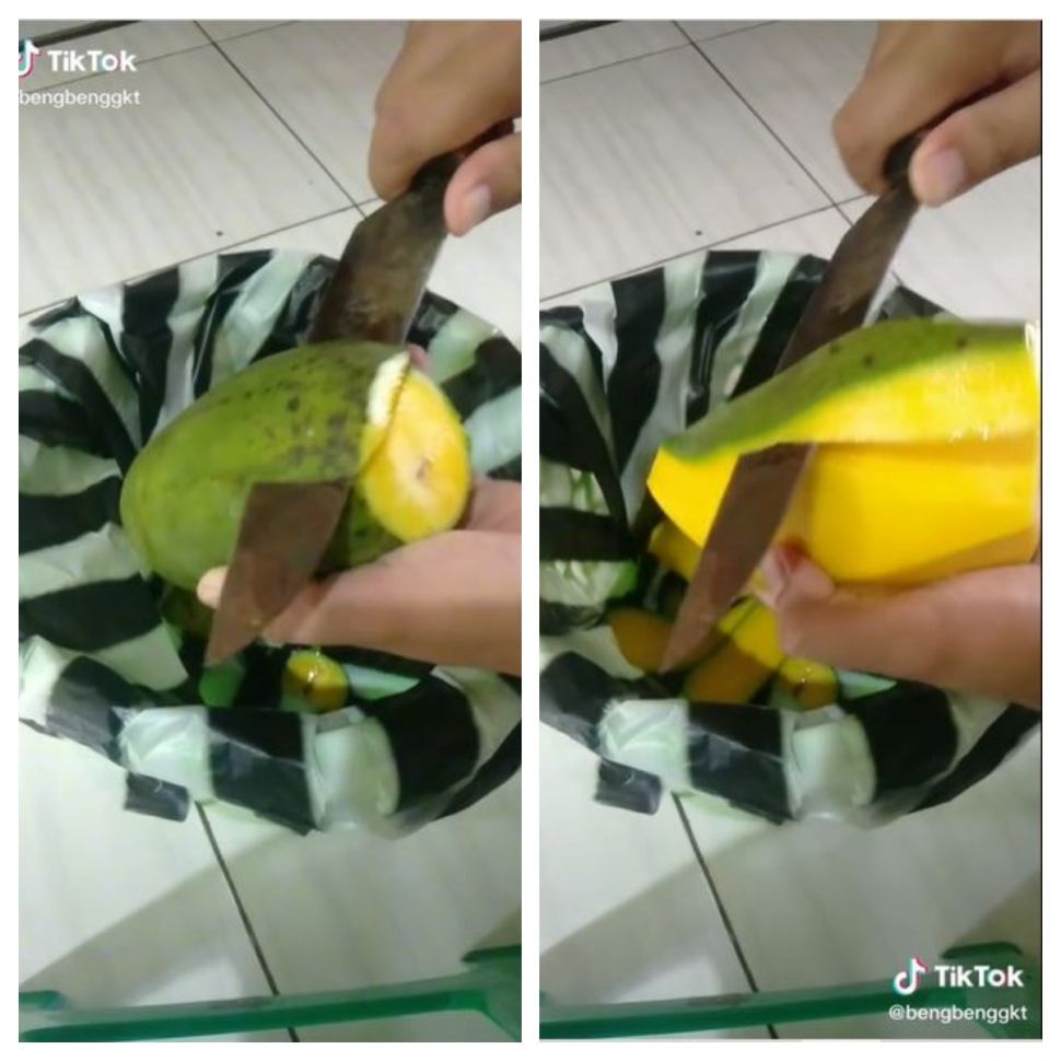 Kupas kulit mangga (TikTok @bengbenggkt)