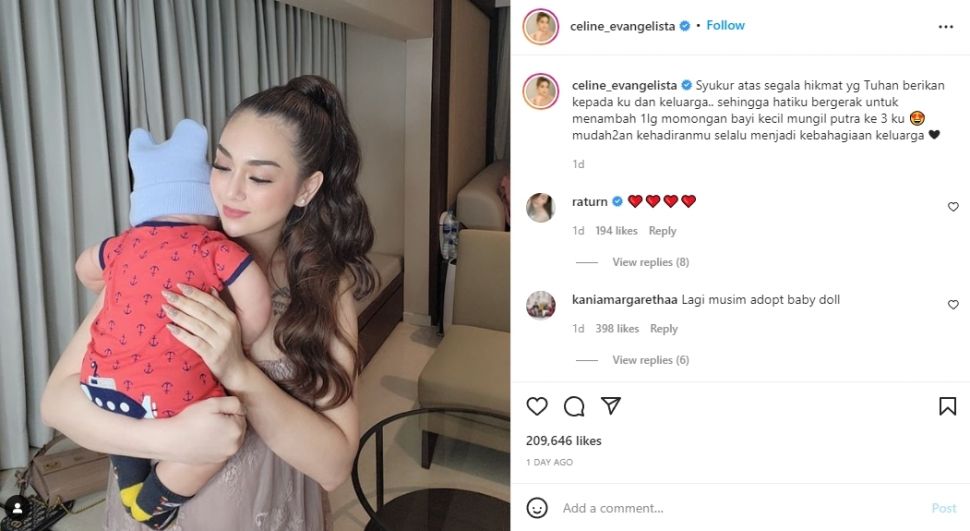 Artis Adopsi Boneka (instagram/@celine_evangelista)