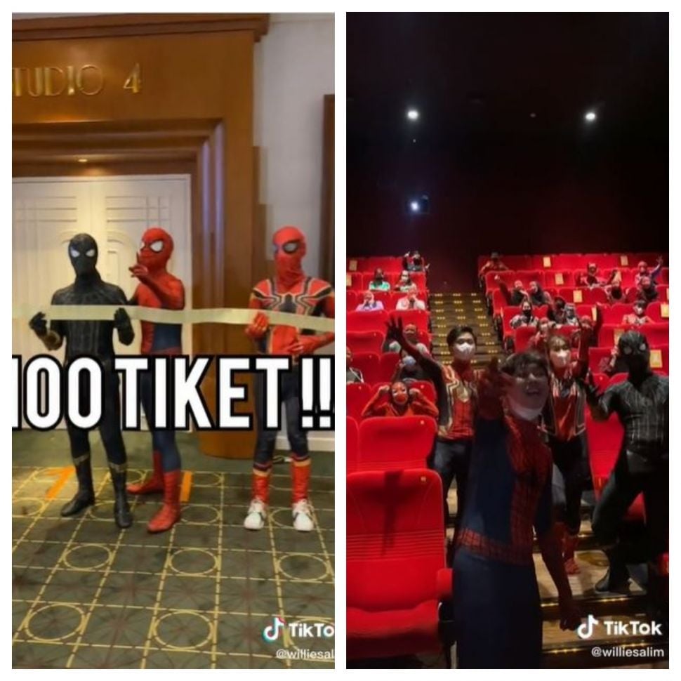 Borong tiket 1 teater untuk nonton Spiderman (TikTok @williesalim)