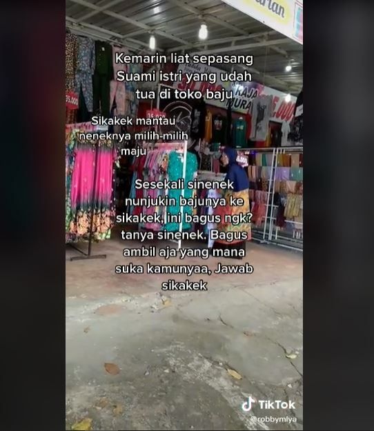 Viral Pasangan Kakek-Nenek Belanja Baju, Bikin Ikut Baper (tiktok.com/@robbymlya)