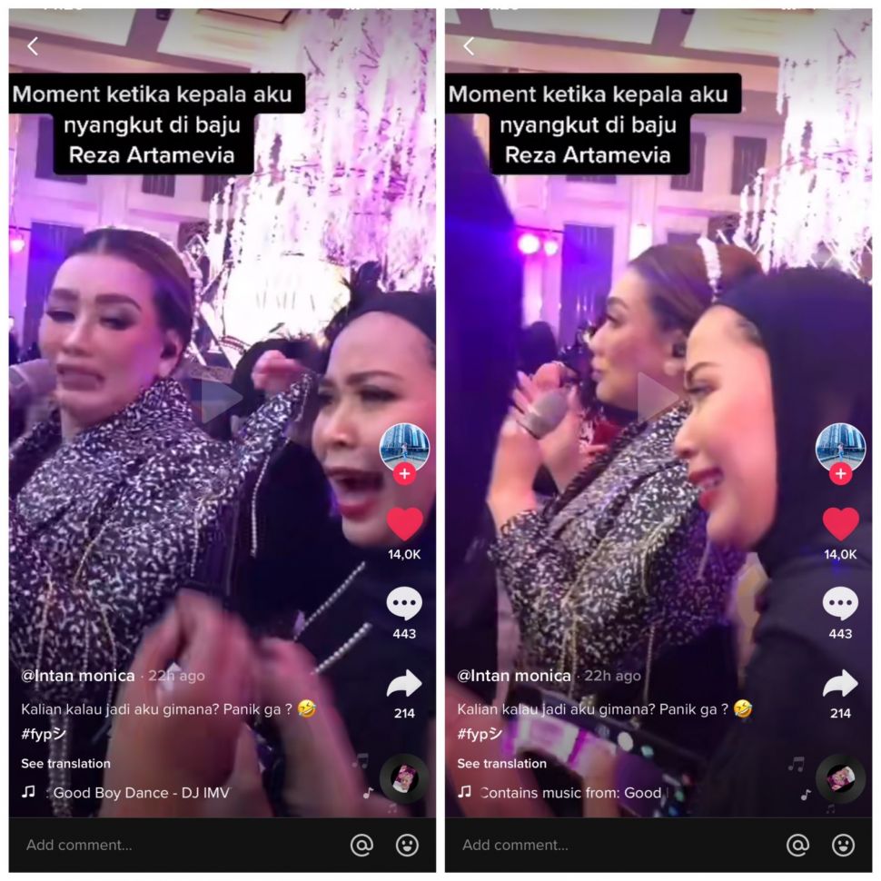 Kocak! Foto Bareng, Kepala Wanita Ini Malah Nyangkut ke Baju Reza Artamevia