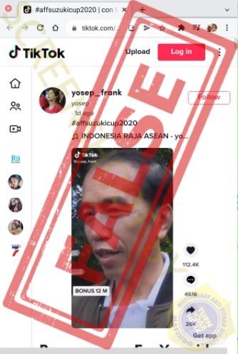 CEK FAKTA Jokowi Janjikan Bonus Rp 12 Miliar Jika Indonesia Menang Piala AFF. (Turnbackhoax.id)