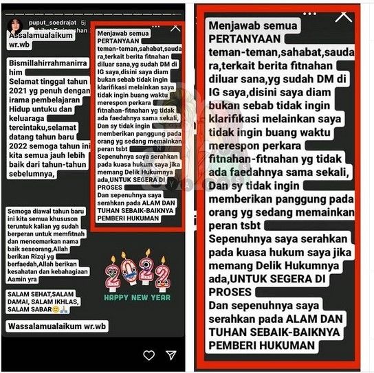 Istri Doddy Sudrajat, Puput Sudrajat curhat dan merasa ada orang yang telah menghina dan memfitnahnya. [Instagram]