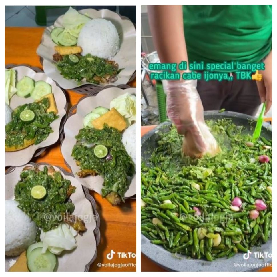 Ayam Penyet Cabe Ijo Mas Suryo (TikTok @voilajogjaofficial)