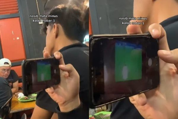 Viral Cowok Mata Minus Kesusahan Pas Nobar Final Piala AFF. (TikTok)