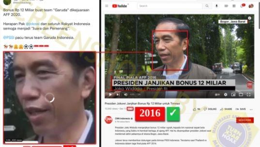 CEK FAKTA Jokowi Janjikan Bonus Rp 12 Miliar Jika Indonesia Menang Piala AFF. (Turnbackhoax.id)
