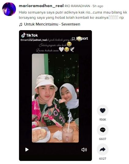 Unggahan soal Rio Ramadhan [TikTok/marioramadhan_real]