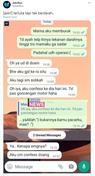 Cuitan perempuan diselingkuhi saat curhat ibunya sakit kritis, warganet beramai mendoakan dan menyarankan memutuskan hubungan. (Twitter/Askrlfess)