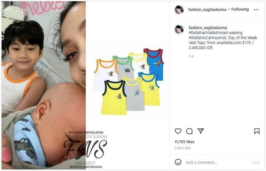 Harga Kaos Dalam Rafathar Capai Jutaan (instagram.com/fashion/nagitaslavina)